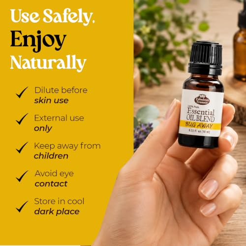 Fabulous Frannie Bug Away 100% Pure, Undiluted Essential Oil Blend of Citronella, Lavender, Eucalyptus & Lemongrass 10ml (Pack of 1) Detail