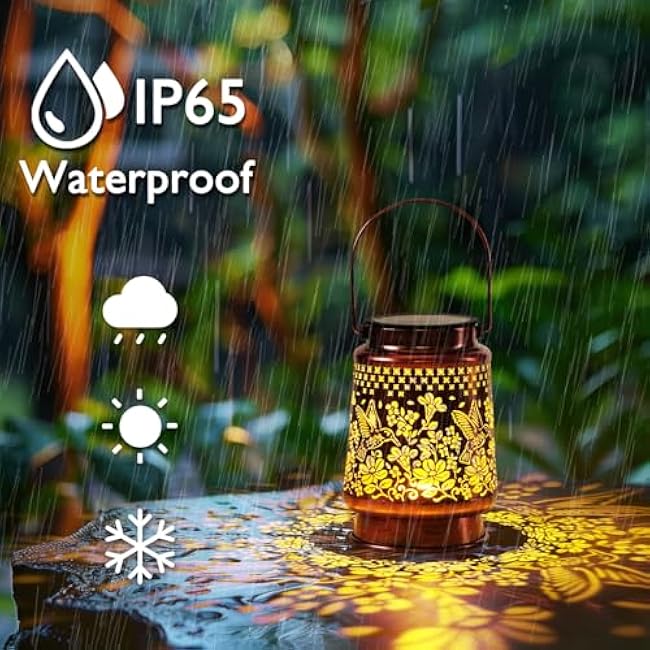 Homemory Solar Lanterns Hummingbird Lights Outdoor Waterproof Garden Decor Women Gifts for Birthday, LED Hanging Solar Lights Metal Lantern Decoration Outside for Yard, Patio, Backyard, Porch, Lawn
