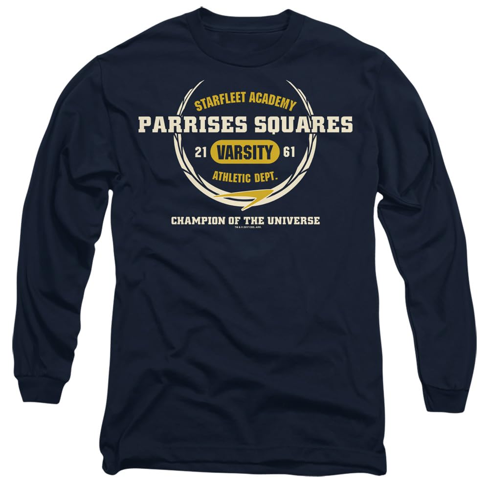 Star Trek Parrises Squares Mens Long Sleeve T Shirt, Navy, Medium