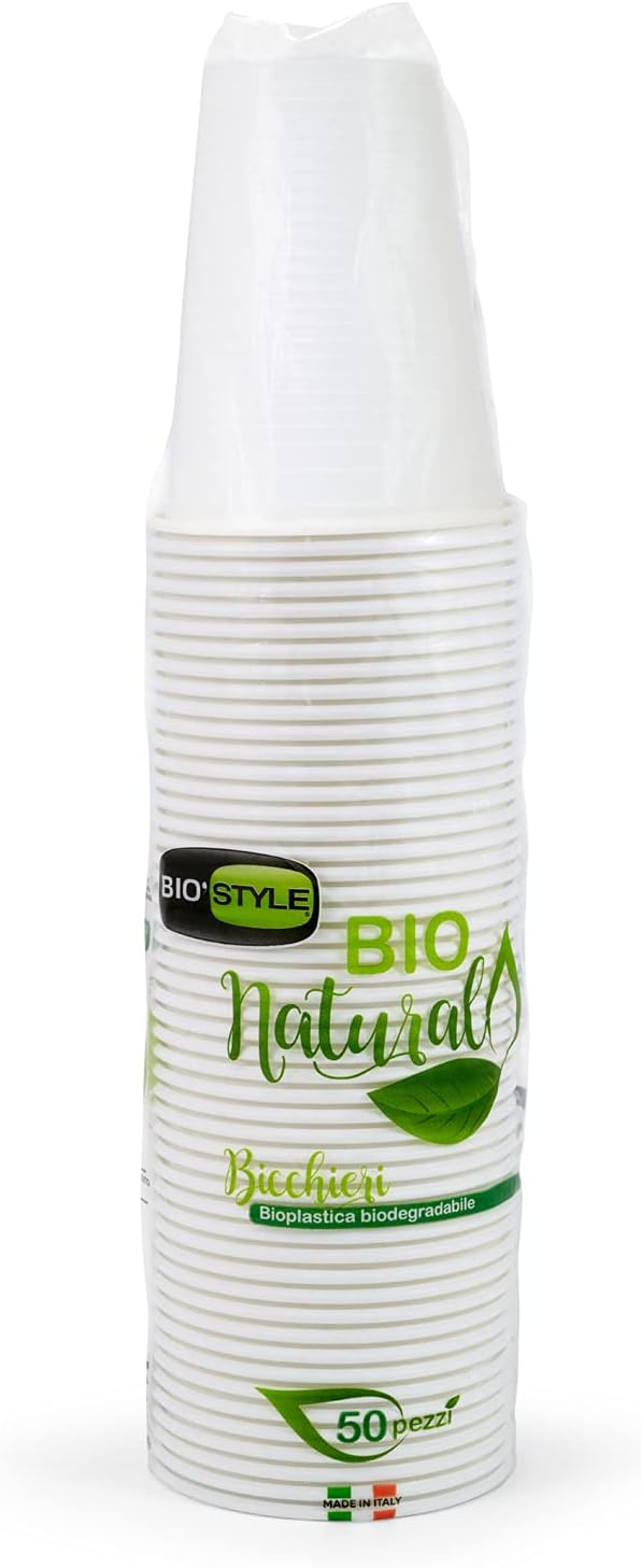 50 Cups 200 cc – Bioplastic – Made in Italy – Biodegradable and Compostable