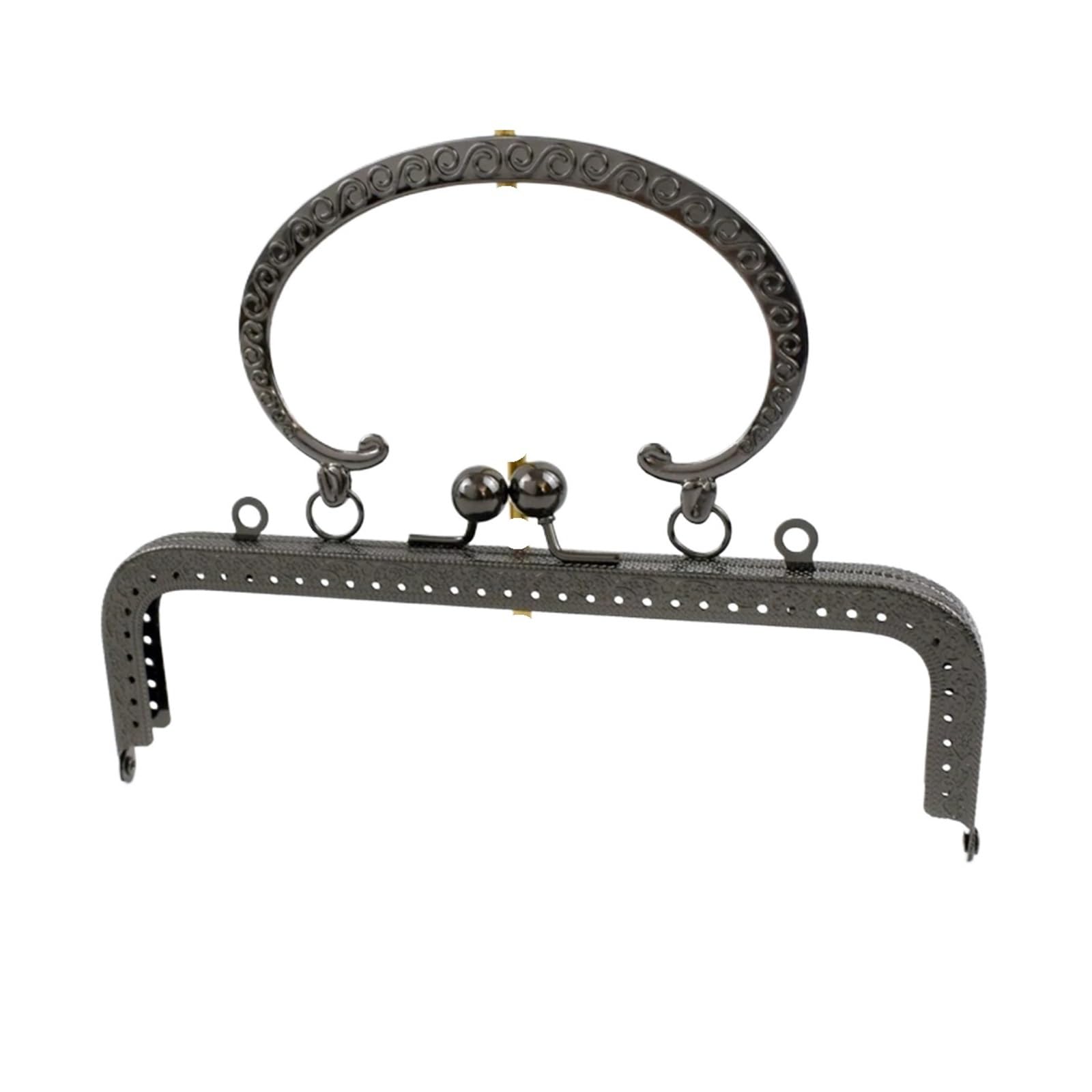 PVUVTNAHW 1/2Pc 20cm Embossed Metal Bags Handles For Handbag Closure Kiss Clasp Purse Frame Sewing Brackets DIY Handmade(GunBlack,2Pcs)