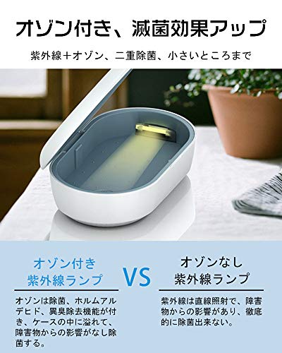 ASPLOU 除菌器 ケース 滅菌器 紫外線 UV オゾン スマホ除菌器 除菌 滅菌 殺菌 消毒 器 機 ケース ボックス 2つ作業モード 99.9％除菌 アロマ対応 ワイヤレス充電 スマホ 携帯 歯ブラシ ワンタッチ コンパクト 携帯便利 抗菌多機能旅行ケース 殺菌ツール オフィス用除菌器 取扱説明書付き ホワイト