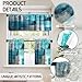 MCALK Turquoise Blackout Kitchen Curtains Tiers and Valances Set 3 Piece for Windows Grey Kitchen Window Curtains Set,Modern Abstract Art Valances for Living Room(36