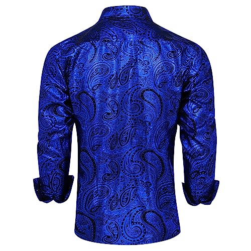DiBanGu Men's Shiny Dress Shirt Luxury Paisley Printed Shirt Long Sleeve Button Down Shirts for Party Prom3