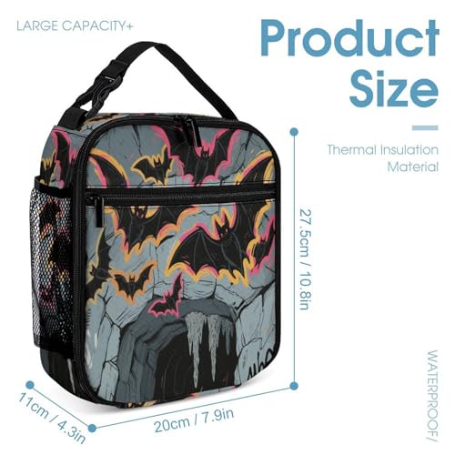 Cave Bats Printed Backpack With Lunch Pack Storage Box Case 3pcs Lightweight Travel Backpack4