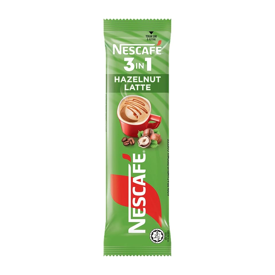 Image of NESCAFE 3-in-1 Hazelnut Latte Instant Coffee Premix, 15 Sachets Pack, Rich Creamy Blend with Roasted Hazelnut Flavor 345g (Product Of Malaysia) DECADENT FOODS