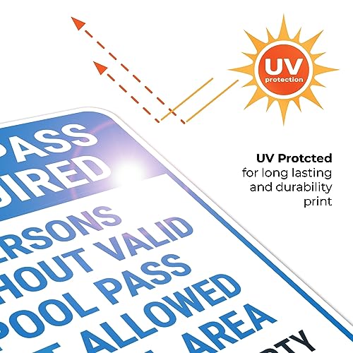 Pool Pass Required Persons Without Valid Pool Pass Not Allowed Sign 18x24 Inches miniatura 7