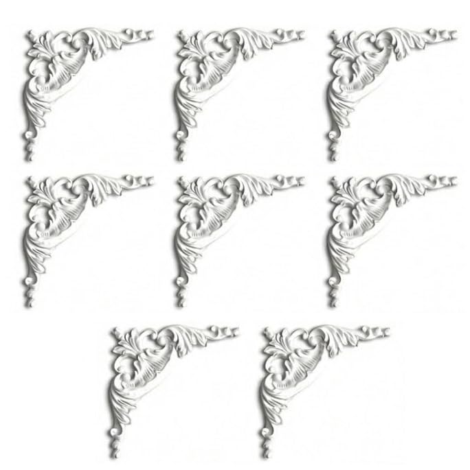 Molduras de pared de esquina PU 12.5x12.5cm marcos decorativos pack de 8 piezas color blanco