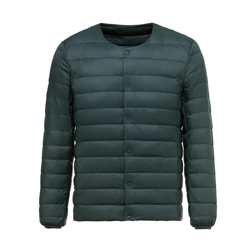 Mens Lightweight Down Jackets Crew Neck Button Down Warm Winter Padded Puffer Jacket Packable Coats Quilted Outerwear2