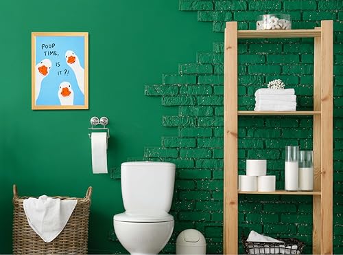 Image of Mira Mest Framed Bathroom Wall Decor | Funny Quotes & Cute Animal Art Prints | Quirky Toilet Signs & Guest Bath Decorations | Minimalist Black & White Washroom Signs | Ready to Hang Toilet Humor for Home & Powder Room (Poop Time)