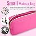 Nylon Small Makeup Bag for Purse, Cute Preppy Makeup Bag Cosmetic Zipper Pouch Purse, Waterproof Portable Travel Toiletry Bag Clutch Makeup Brush Bag Organizer Storage for Women Men Girls(Hot Pink)