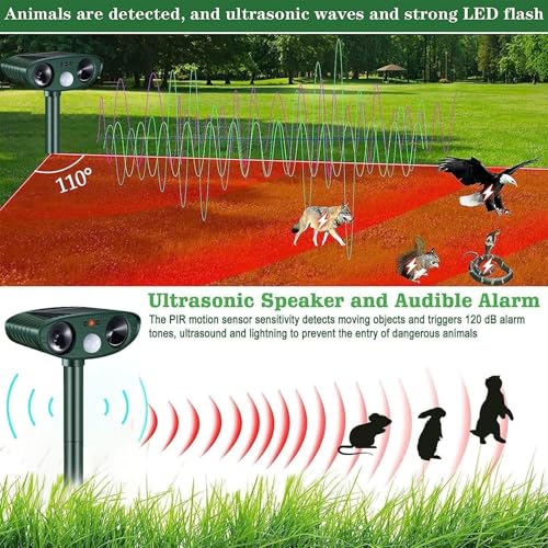 Katzenschreck Ultraschall,Upgrade 2026 Solar Tiervertreiber Katzenabwehr,Ultraschall Abwehrmittel Hundeschreck Marderschreck mit Bewegungsmelder für Katzen, Hunde, Mäuse,Vögel, Marder