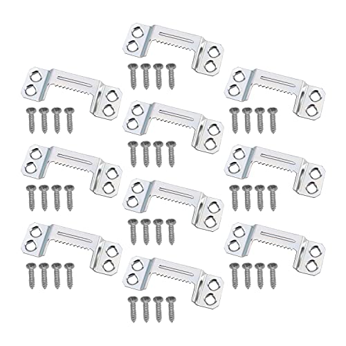 Image of MroMax 50PCS Sawtooth Picture Hangers Iron Picture Hangers 1.69 inch x 0.63 inch 4-Hole Picture Frames Hangers for Hanging Clock Paintings Artwork Picture Frame Hook Photos Silver
