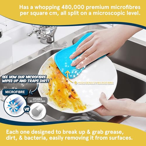 Multi-Purpose Kitchen Pads by Smith’s® | Multicoloured | 6 Pack | Washing Up Dishes & Multi-Surface Scrub Sponges | Kitchen & Home | Non-Scratch | Durable | Chemical Free