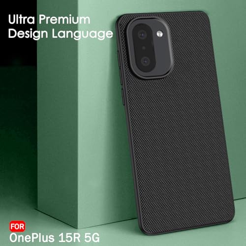 Image of TheGiftKart Back Cover Case for OnePlus 15R 5G | Slim & Lightweight | Ultra-Premium Design | Camera Protection Bump | Fabric Texture Case Cover (PC & TPU, Black)