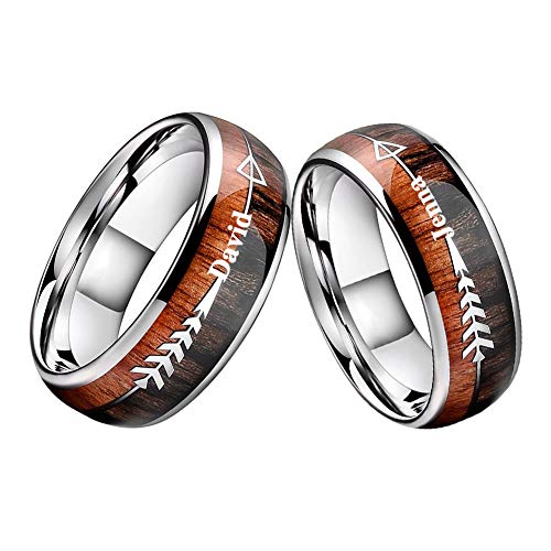 Novgarden Personalized Promise Rings for Couples, Stainless Steel Custom Wedding Bands Sets for Him and Her Engraved Name Rings Valentine's Day Jewelry Gift