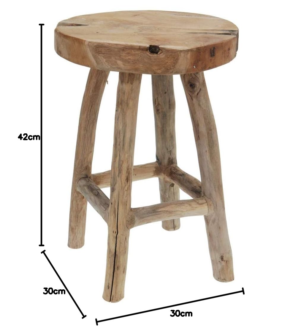 Tabouret Bois de Teck 42 cm Table d'appoint Rond J050