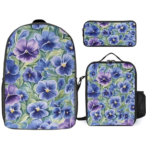 Pansy And Leaves Large Travel Backpacks Carry on Backpack Weekender Bag with 2 Storage Pockets for Men And Women