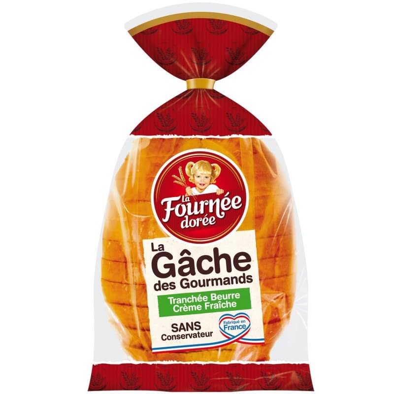 La Fournée Dorée - Gâche Des Gourmands Tranchée 450g - Gourmandise matinale pour les amateurs de brioches - Lot De 4