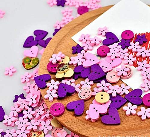 100pcs Pink Purple Wooden Craft Buttons Small Cute Wood Sew Buttons Assorted Design Buttons 2 Hole Bulk Buttons Compatible DIY Scrapbooking Craft Decoration,Mixed Size and Style(Christmas Pink&Purple) - Image 4