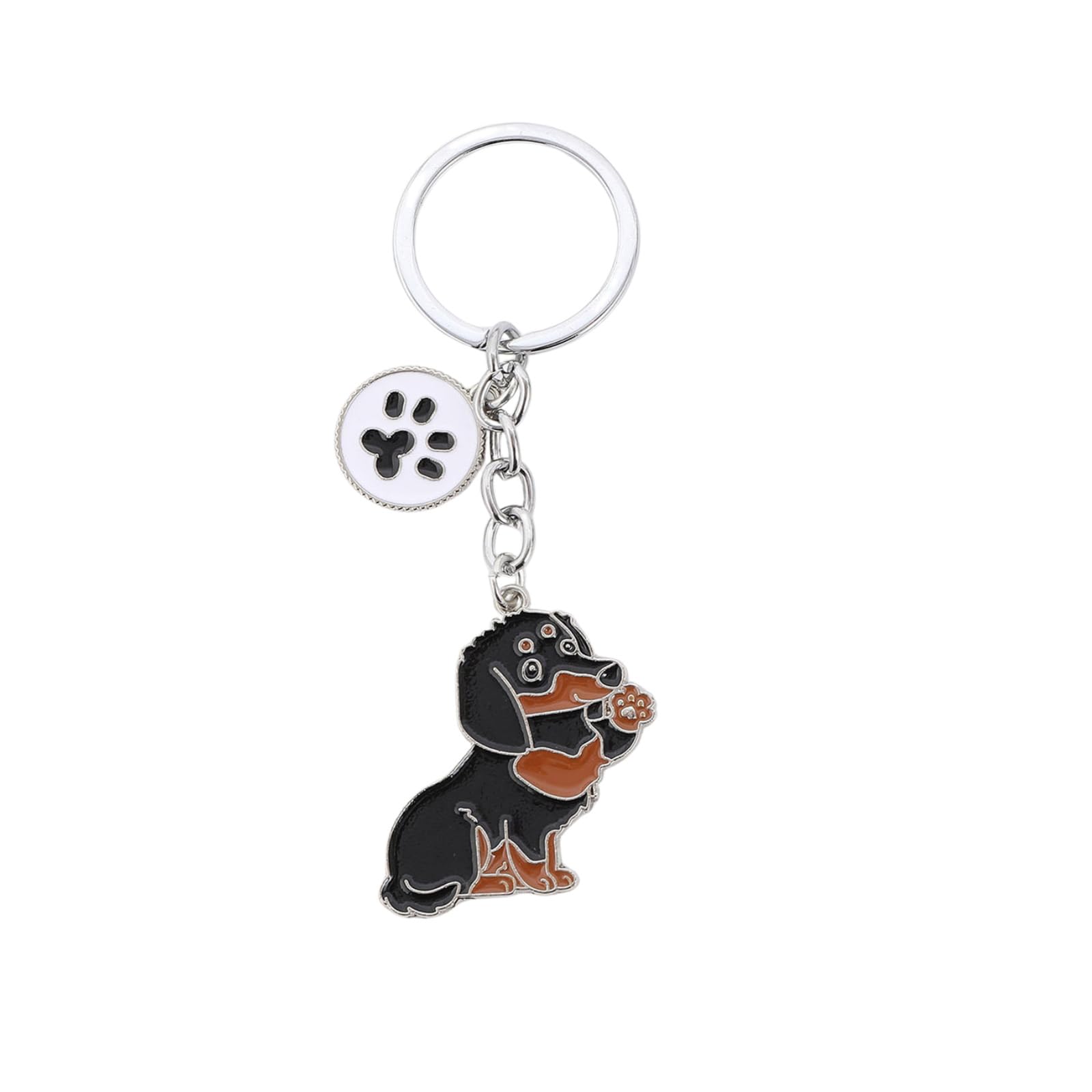 BT Bear Dog Keychain,Dog ID Tag Cute Metal Dog Keychain Keyring Keyfob Bag Charm, Dachshund Black