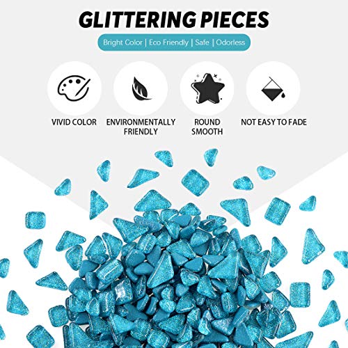 Hilitchi 1Lb Assorted Stained Glass Mosaic Tile Mixed Shapes And Colors Glass Pieces For Diy Crafts (Peacock Green) #TOP2