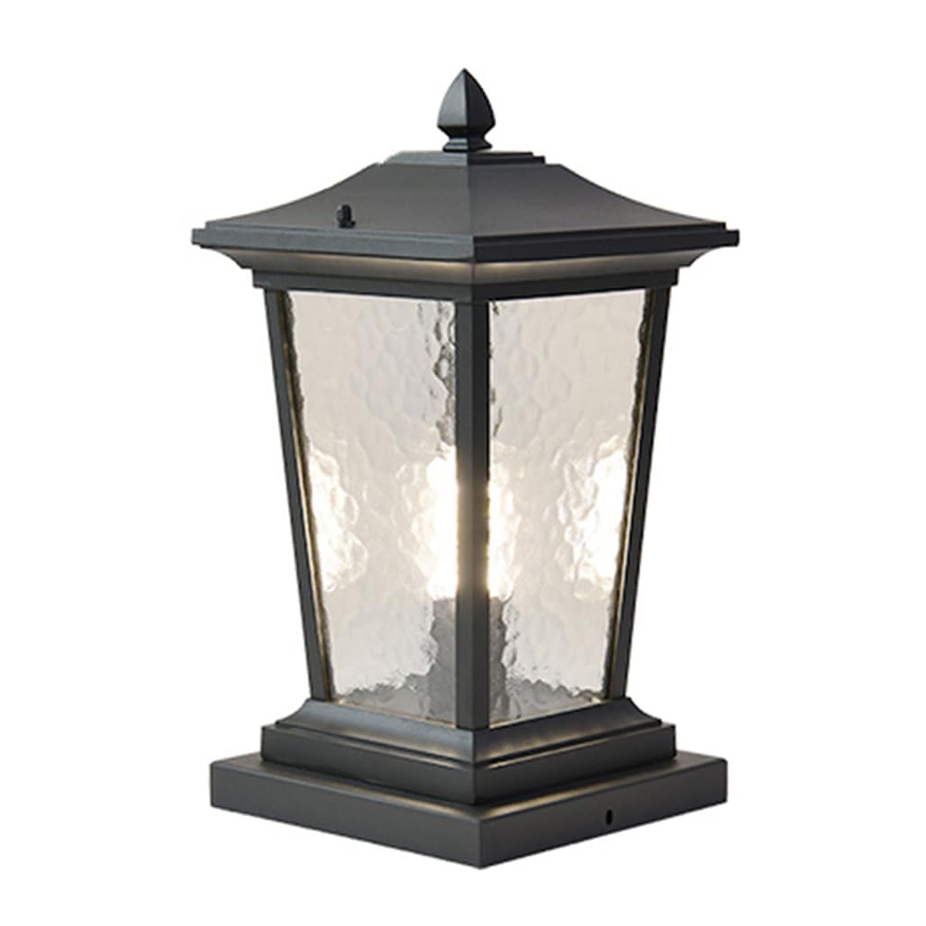 Hcipjqy Multicolor Japanese Style Glass Decoration Post Light Top Wall Fence Bollard Column Lamp Anti-Rust Vintage Black Waterproof Post Light For Outside, E26 Base Maximum 60W (Bulb Not Included)