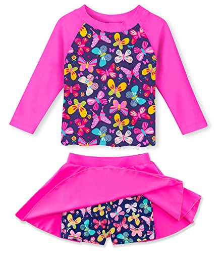Idgreatim Girls Two Piece Swimsuit Long Sleeve Rash Guard Sets UPF+ 50 Beach Bathing Suit 3-10 Years