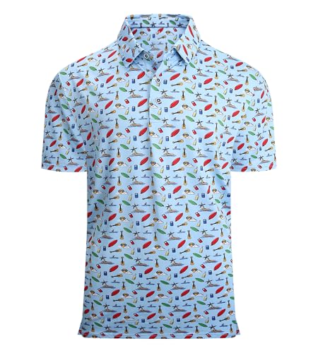 Alex Vando Mens Hawaiian Golf Shirt Moisture Wicking Digital Print Golf Shirts for Men