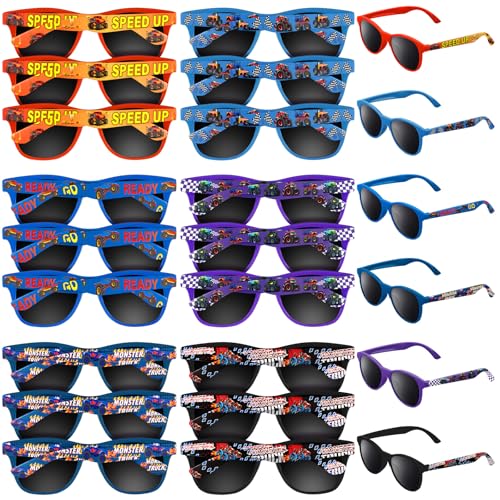 Relaxweex 24 Pairs Glasses Movie Party Eyeglasses Bulk Monster Truck/Heroes/Wizard/Turtle/Space/Tie Dye Party Favors Birthday Gift (Monster Truck Party)