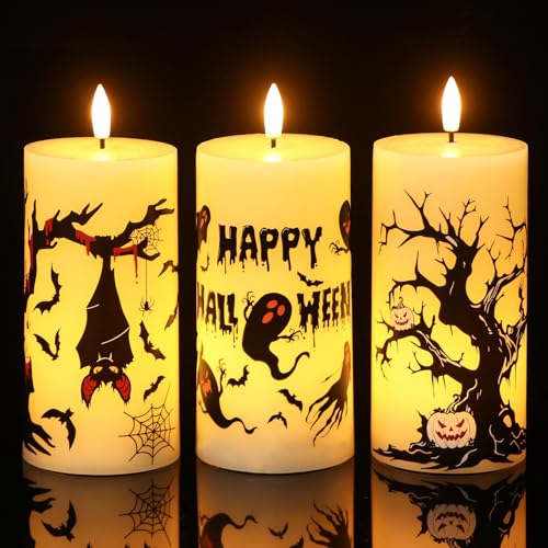 Halloween Decorations Ghost Bat Flameless Halloween Candles with ...
