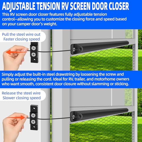 Image of TonGass 17 inch Universal Fit Aluminum Automatic RV Screen Door Closer Kit