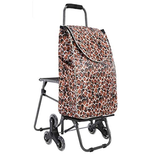 PAKUES-QO Klettertreppe Einkaufstrolley Leichte, Faltbare Reisemobilitätswagentasche Mit Wasserdichtem Oxford-Stoffbezug…