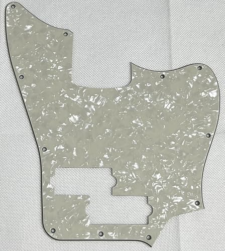 For Fit Squier VM Jaguar Bass Style Guitar Pickguard (4 Ply Ivory White Pearl)