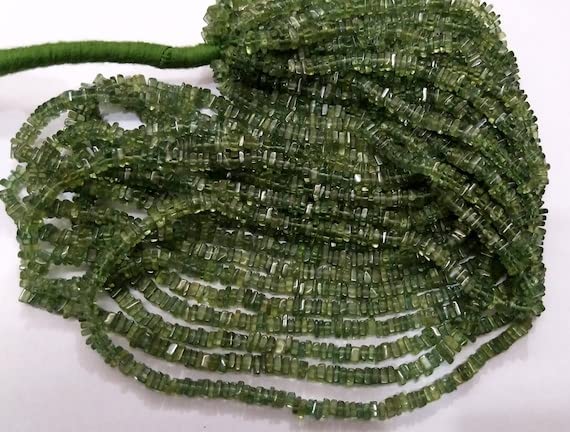 Apatite verte perles Heishi coupées carrées 5mm pierre naturelle pour fabrication de bijouxDIY