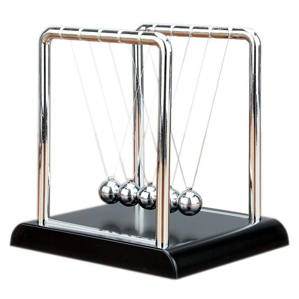 New Silver Metal Newtons Cradle Desk Balls Balance Swing Steel Gadget Toy Game (18cm)