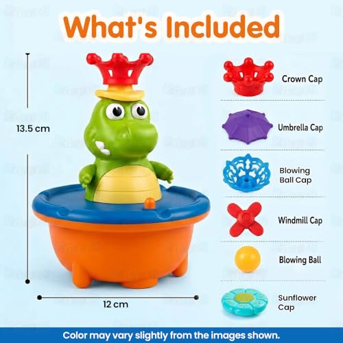 Image of Kidology Crocodile Sprinkler Bath Toy for Kids with LED Light-Up Fountain | Water Squirt Toy with 5 Spray Modes | Floating Water Toy for Kid | Birthday Gift for Boys & Girls