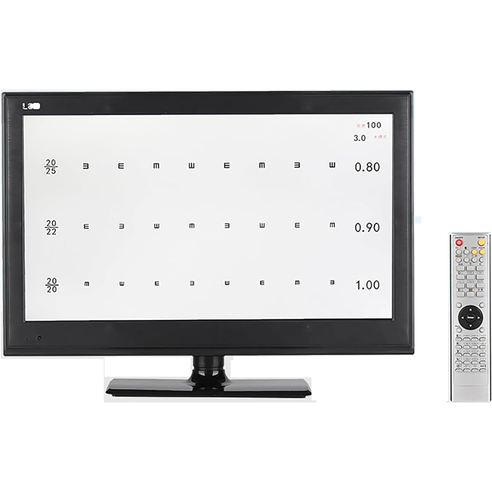 Cyfrowy wykres ostrości wizualnej, optyczny wykres oczu LCD z pilotem zdalnego sterowania, ponad 300 celów testowych, regulacja odległości do badań wzroku, ekran 21,5 cala