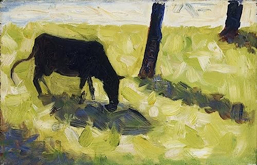 Impression d'art Georges Seurat Vache noire sur toile premium, affiche murale 60x90cm