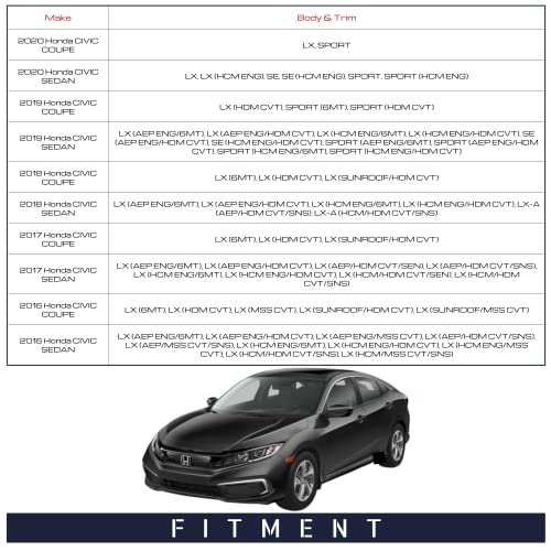 Spieg Ho1320283 Driver Side Mirror Replacement For Honda Civic Lx Se Sport 2016-2020 Power Non Heated Manual Fold Paintable White 3Pin (Lh) #TOP7