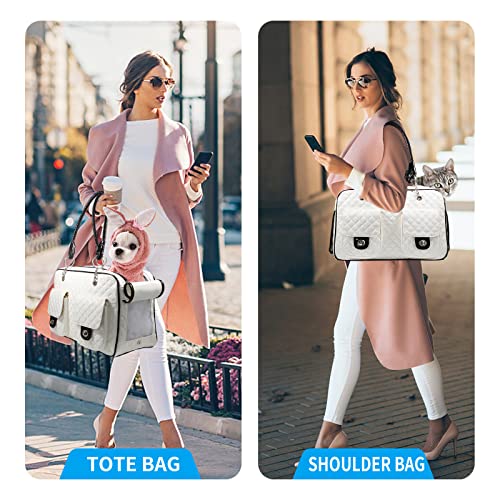 Betop House Soft-Sided Pet Travel Carrier Airline Approved For Pet Small Dog And Cat Collapsible, White Shiny Patent Leather #TOP3