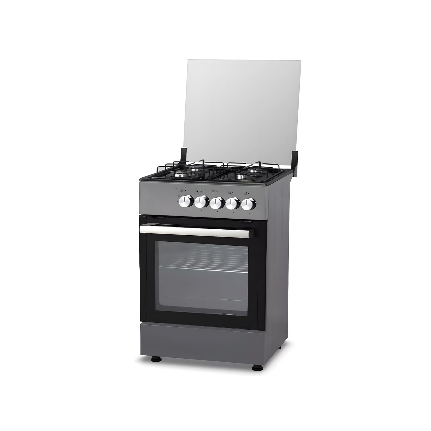 Wintem Cucina a Gas con 4 Fuochi e Forno Elettrico 1900W Integrato in Acciaio 57x57x88cm - Ideale per Cucinare in Modo Rapido e Veloce in Ambienti Piccoli o all'Esterno - Comode Lastre Coprifuochi