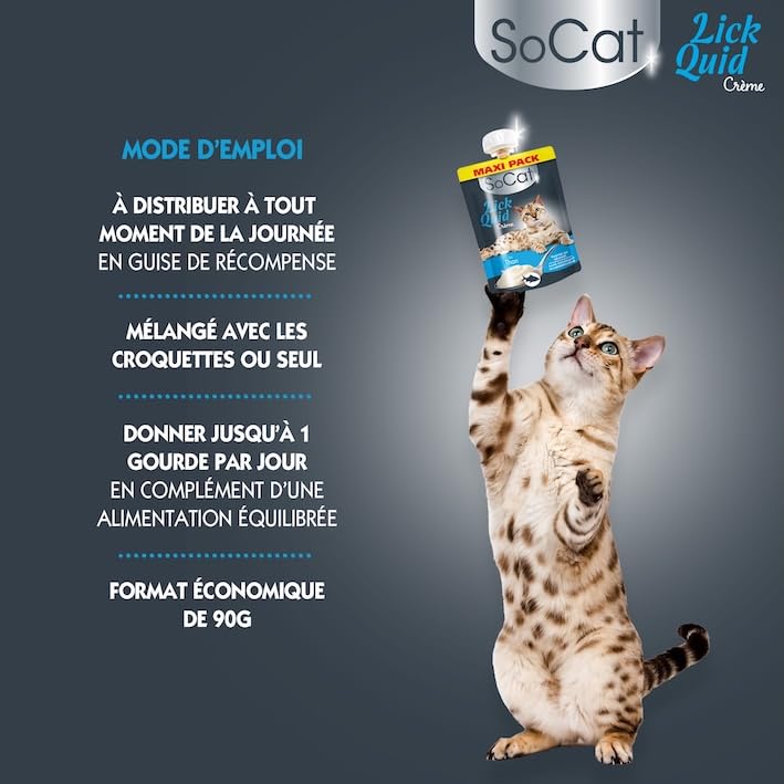 Riga - Socat Lick Quid - Friandises pour Chat - Snack Humide Au Thon - Crème A Lécher - Riche en Protéines - sans Céréales - Faible en Graisses - Récompense Idéale - Maxi Pack - 90 g