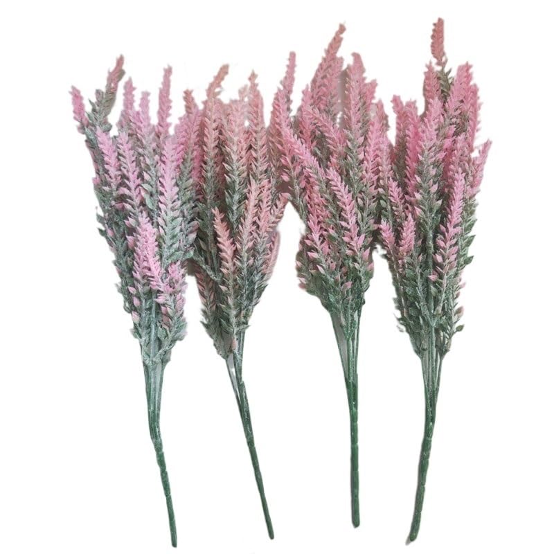Pampas Secas Decoracion Planta artificial de lavanda de primavera, flor falsa for decoración de bodas, fiestas, hogar, bricolaje, 4 piezas/lote de flores de lavanda falsas Pampas Secas Grandes(4 Pink