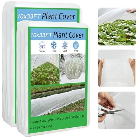 BKDMZZMY Garden Frost Protection, 2 Pack 10x33FT Frost Blanket Plant Covers for Cold Winter, Floating Row Cover for Vegetable, Frost Fabric Plant Freeze Protection, Plant Covers Freeze Protection Cover