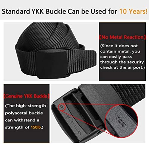 LionVII Plastic Belts for Mens Canvas Web Belt Plastic Buckle for Work Travel