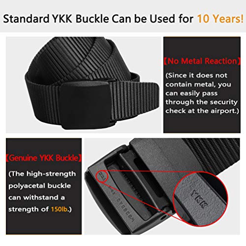 LionVII Mens Belt Web - Mens Fashion Belt Plastic Buckle Breathable for Work Casual - Adjustable Trim to Fit 27-49" Waist4