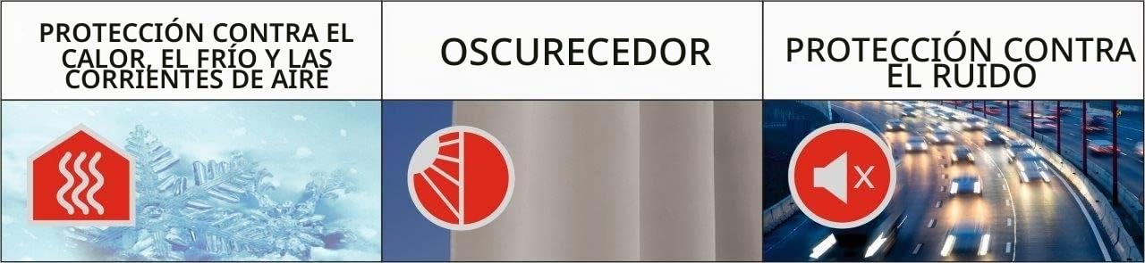 HOMEbasics | Cortina acústica Uni | ACUSTICO | Protección contra Ruido, Calor, frío y Corrientes de Aire + oscurecimiento | Naturaleza | 225 x 135 cm