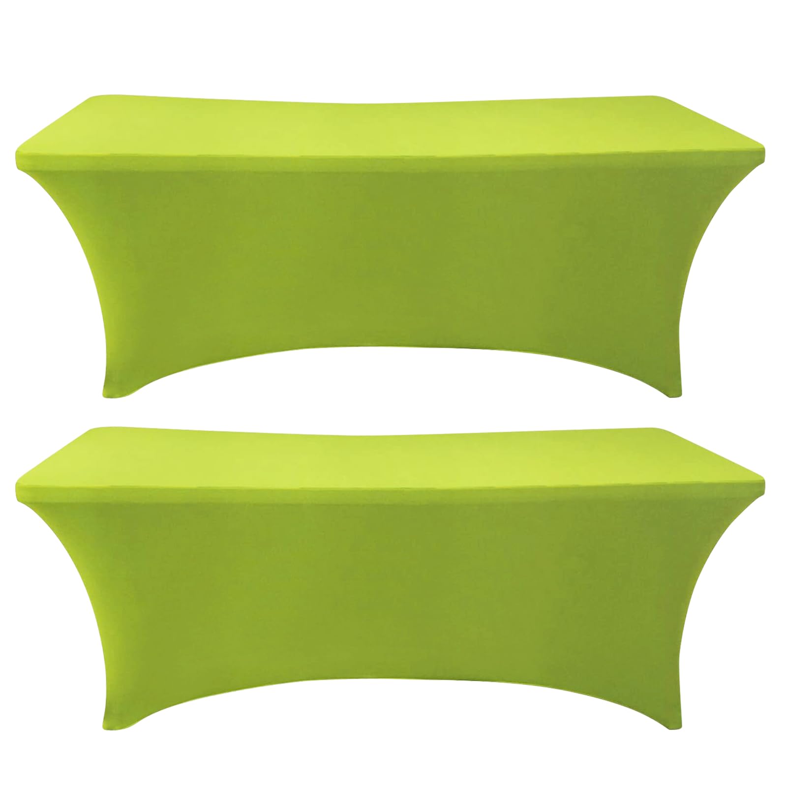 SEPARO 2 Pack 6 Ft Green Table Cover Fitted Rectangular Tablecloth Stretchable Fabric Table Cloth 6 ft Wrinkle-Free for Party Tradeshows Banquet Weddings Cocktail