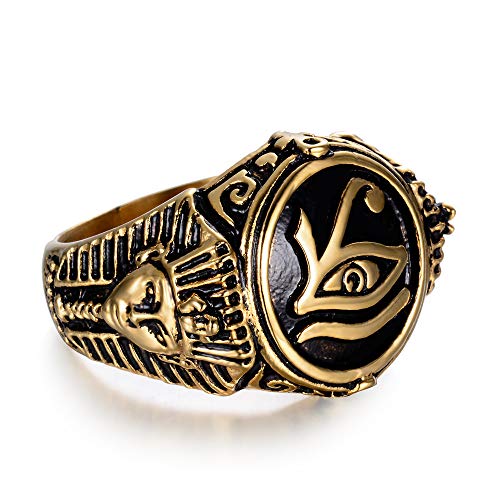 Bague Viking oeil de pharaon acier repousse demon bague - 2